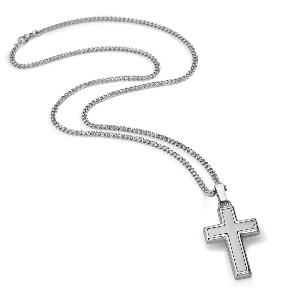 Halskette mit Anhänger Edelstahl Kreuz 55 cm