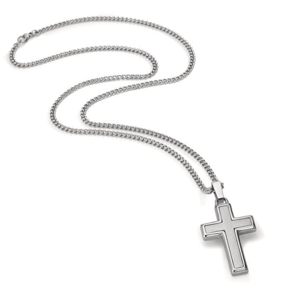 Halskette mit Anhänger Edelstahl Kreuz 55 cm