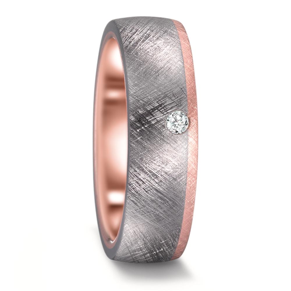 Partnerring 999 Tantaal, 585/14K roségoud Diamant 0.03 ct, w-si