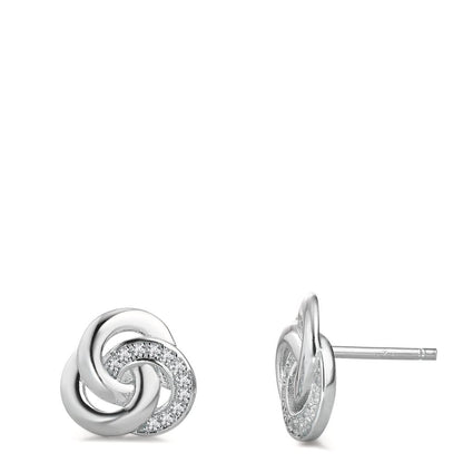 Ohrstecker Silber Zirkonia rhodiniert Ø10 mm