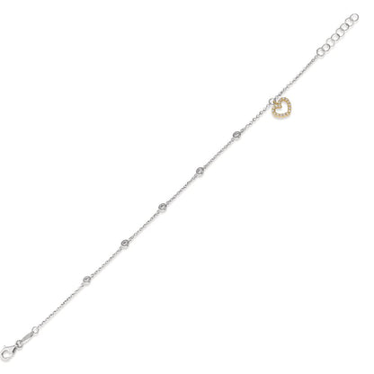 Armband 750/18K witgoud, 750/18K geel goud Zirkonia Hart 16.5-18.5 cm