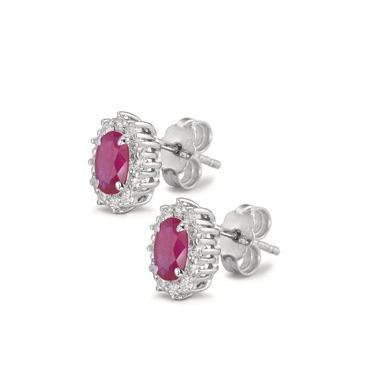 Clous d'oreilles Or blanc 18K Rubis