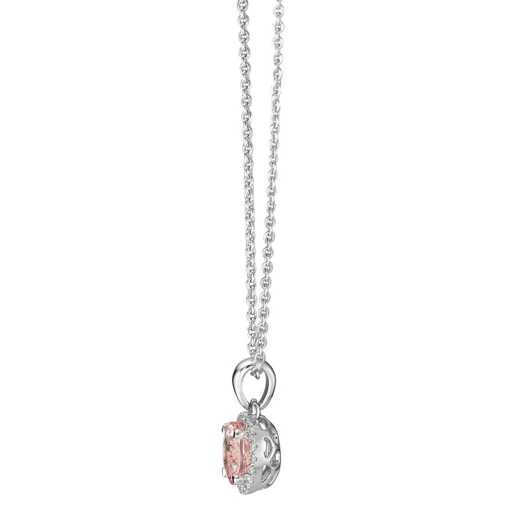 Collier 750/18 K Weissgold Morganit, Diamanten 0.06 ct, w-si 42-45 cm verstellbar