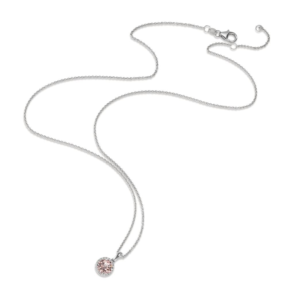 Collier 750/18 K Weissgold Morganit, Diamanten 0.06 ct, w-si 42-45 cm verstellbar