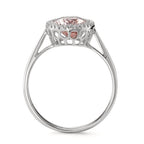 Fingerring 750/18 K Weissgold Morganit 1.45 ct, Diamant 0.09 ct, 32 Steine, Brillantschliff, w-si
