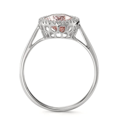 Ring 750/18K witgoud Morganiet 1.45 ct, Diamant 0.09 ct, 32 Steen, [Brillant], w-si