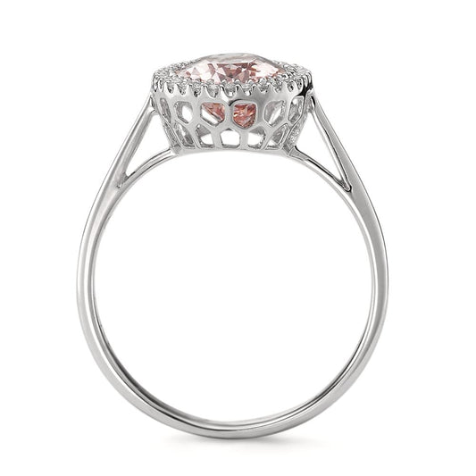 Bague Or blanc 18K Morganite, Diamant 0.09 ct, 32 Pierres, brillant, w-si