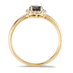 Fingerring 750/18 K Gelbgold Turmalin, Diamant 0.11 ct, 16 Steine, Brillantschliff, w-si