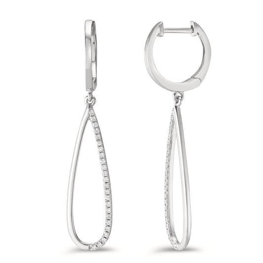 Oorbellen 750/18K witgoud Diamant 0.14 ct, w-si