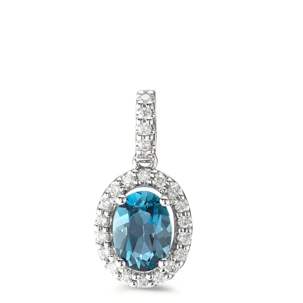 Anhänger 750/18 K Weissgold London Blue Topas blau, oval, Diamanten 0.15 ct, w-si