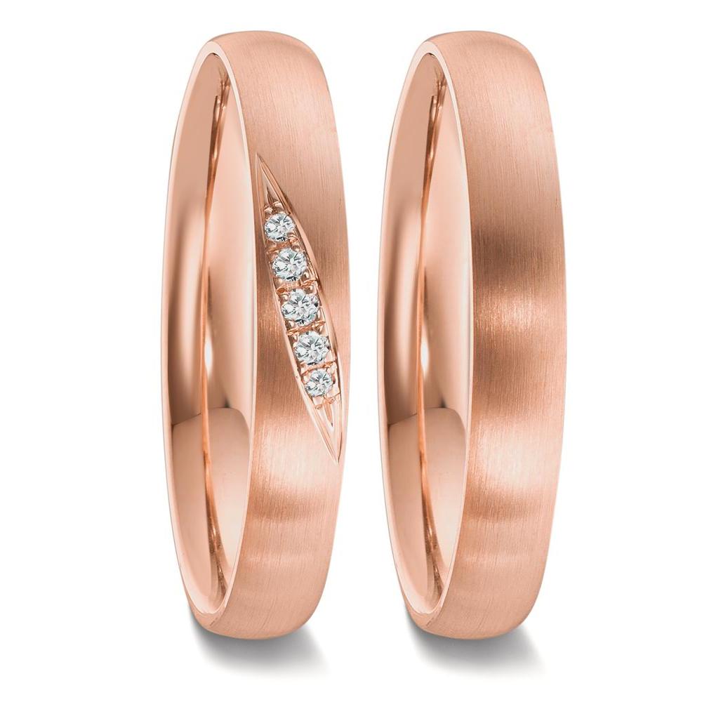 Partnerring 750/18K rood goud Diamant 0.036 ct, 5 Steen, tw-vsi