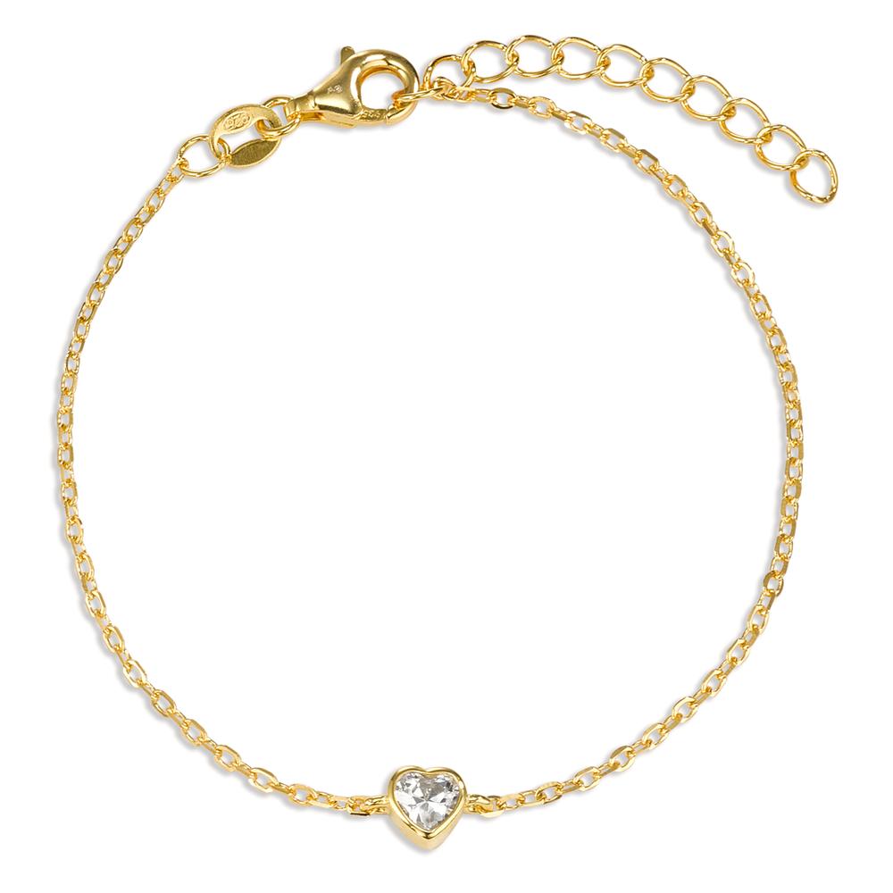 Armband Silber Zirkonia gelb vergoldet Herz verstellbar