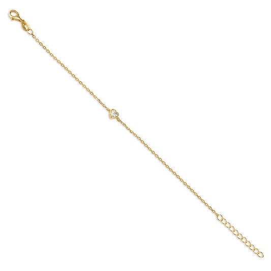 Armband Zilver Zirkonia Geel Verguld Hart 16-19 cm