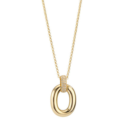 Collier met hanger Zilver Zirkonia 33 Steen Geel Verguld 40-45 cm