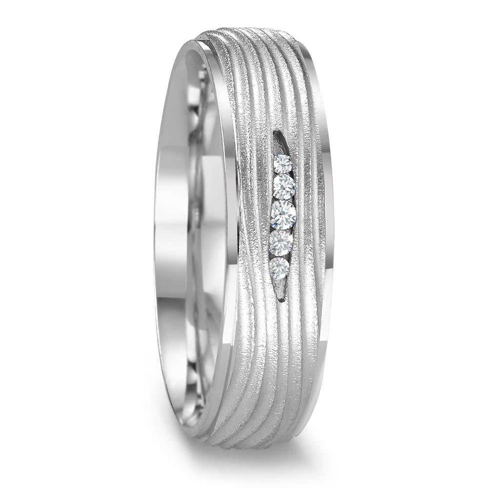 Partnerring 750/18K witgoud Diamant 0.045 ct, 5 Steen, w-si