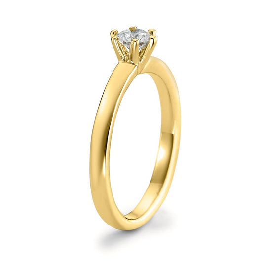 Solitaire ring 750/18K geel goud Diamant wit, 0.20 ct, [Brillant], w-si