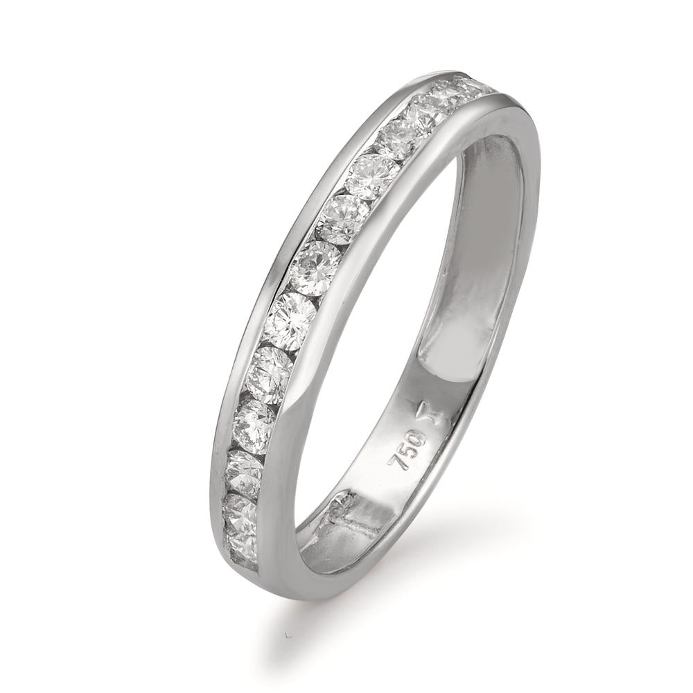 Memory ring 750/18K witgoud Diamant 0.51 ct, 15 Steen, w-si