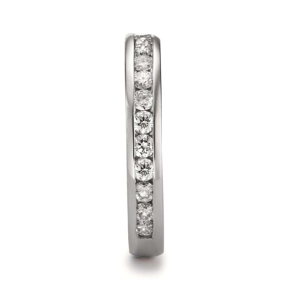 Memory ring 750/18K witgoud Diamant 0.51 ct, 15 Steen, w-si