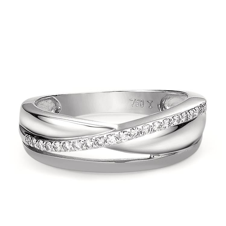 Ring 750/18K witgoud Diamant 0.15 ct, 20 Steen, w-si