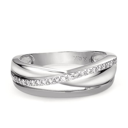 Fingerring 750/18 K Weissgold Diamant 0.15 ct, 20 Steine, w-si
