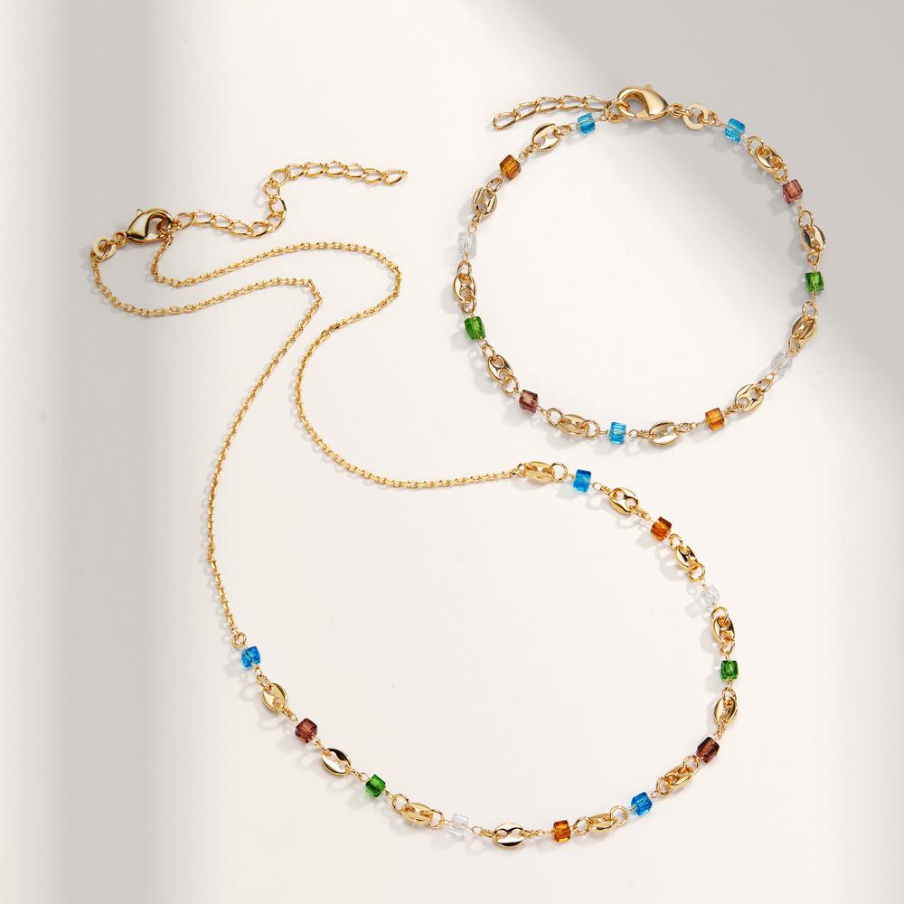 Bracelet Bronze Cristal coloré, 11 Pierres Plaqué or