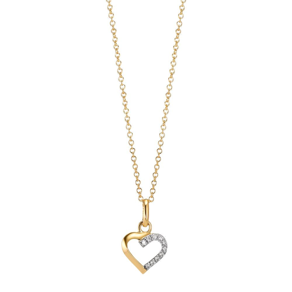 Pendentif Or jaune 18K Zircone 10 Pierres Coeur Ø8.5 mm