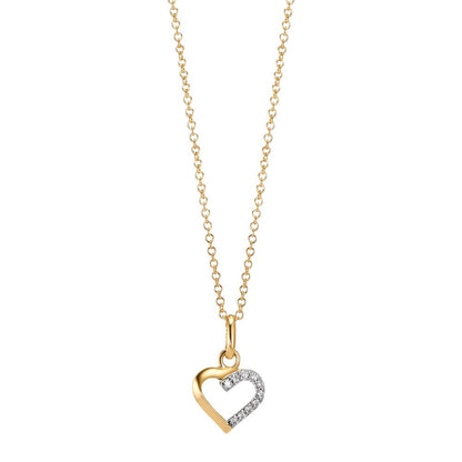 Pendentif Or jaune 18K Zircone 10 Pierres Coeur Ø8.5 mm
