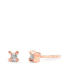 Oorknoppen 750/18K rood goud Diamant 0.01 ct, 2 Steen, w-si Ø3.5 mm