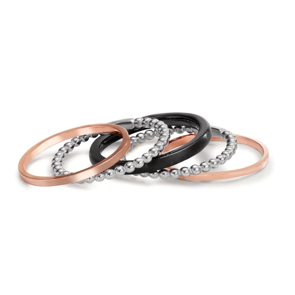 Ring 585/14K rood goud, 585/14K witgoud, Carbon