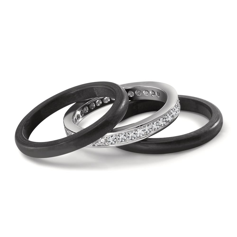 Ring 750/18K witgoud, Carbon Diamant 0.50 ct, 35 Steen, w-si