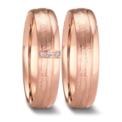 Alliance Or rose 18K Diamant 0.015 ct, 3 Pierres, w-si
