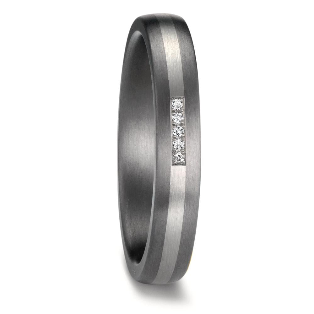 Partnerring 999 Tantal, 950 Platin Diamant 0.017 ct, 5 Steine, w-si