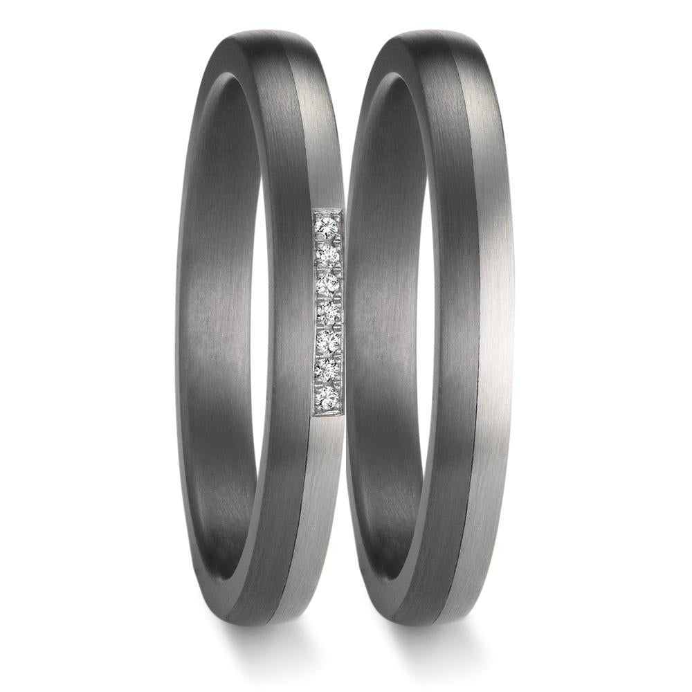 Partnerring 999 Tantal, 950 Platin Diamant 0.025 ct, 7 Steine, w-si
