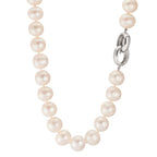 Collier Zilver Gerhodineerd zoetwater Parel wit, 12 mm 50 cm