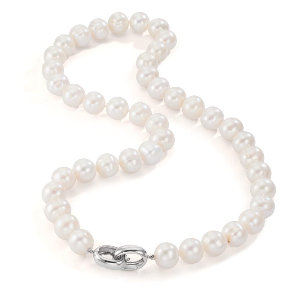 Collier Zilver Gerhodineerd zoetwater Parel wit, 12 mm 50 cm