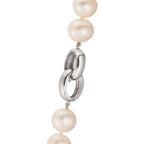 Collier Zilver Gerhodineerd zoetwater Parel wit, 12 mm 50 cm