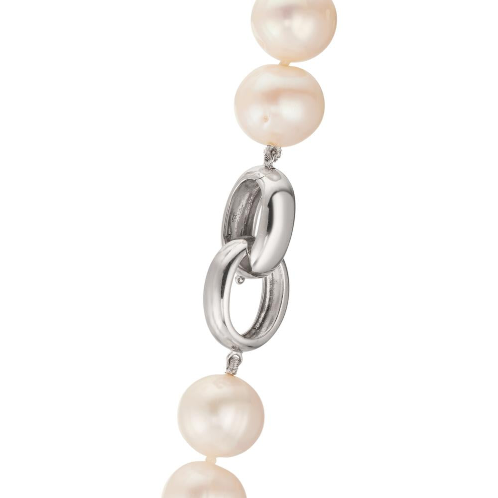 Collier Zilver Gerhodineerd zoetwater Parel wit, 12 mm 50 cm