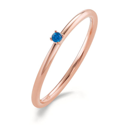 Bague à superposer Argent Zircone bleu, 2 mm rosé Plaqué or