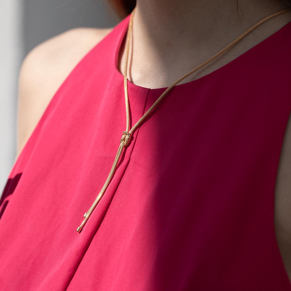 Collier Argent jaune Plaqué or Nœud 50 cm