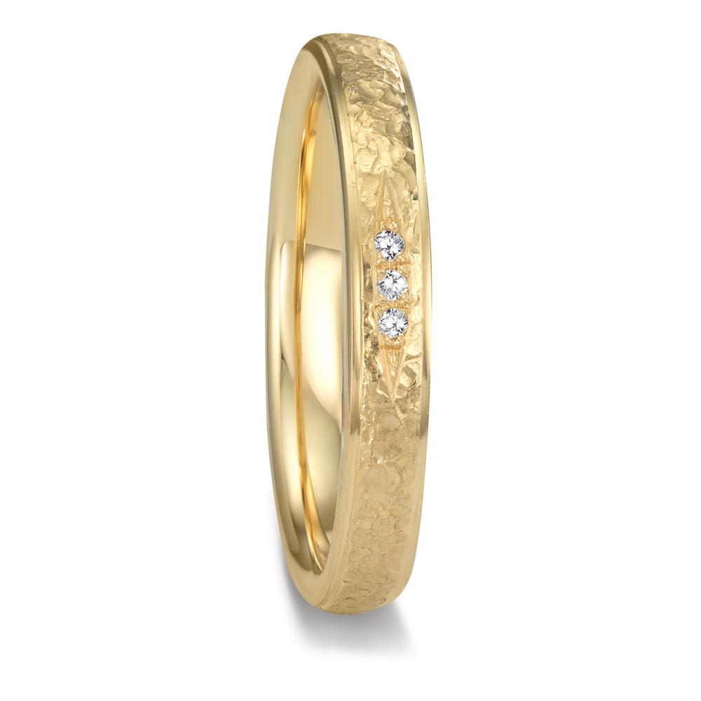 Partnerring 750/18K geel goud Diamant 0.015 ct, 3 Steen, tw-vsi