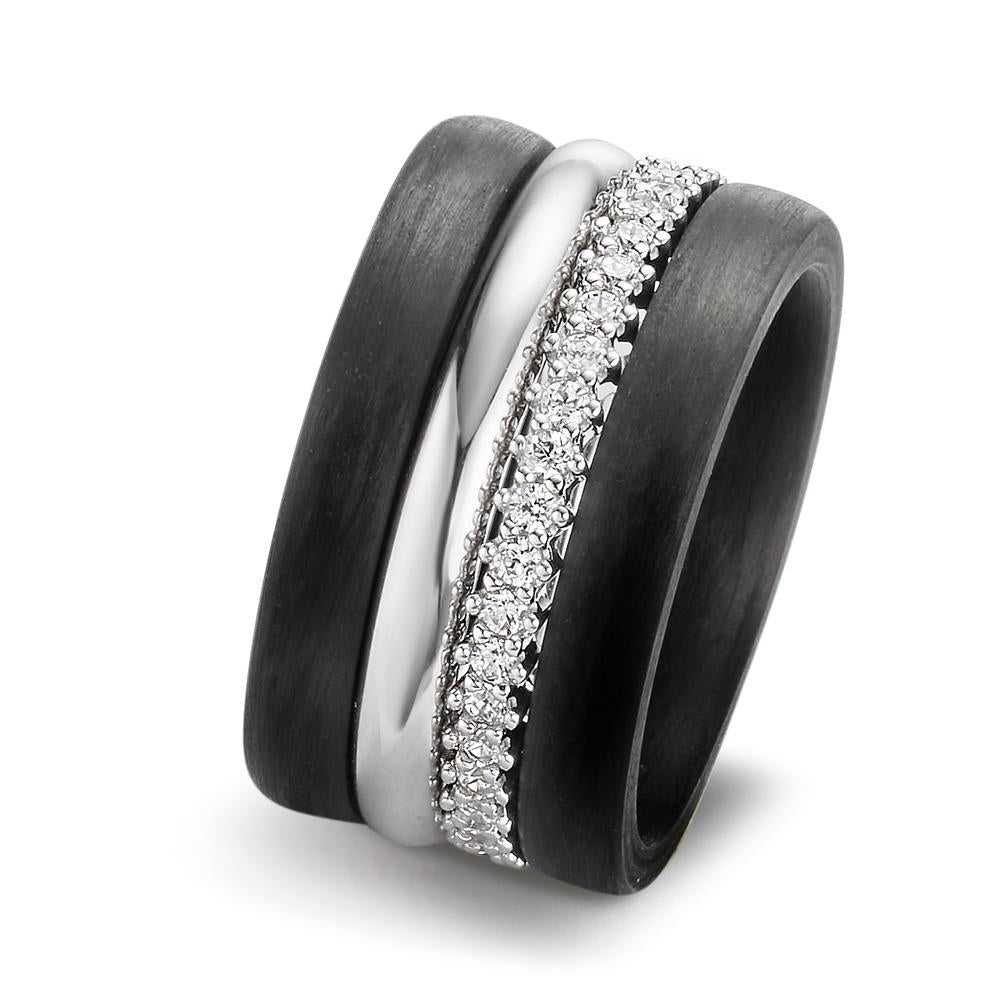 Ring set 750/18K witgoud, Carbon Zirkonia