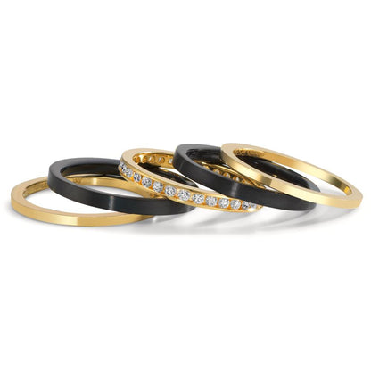 Ring set 750/18K geel goud, Titanium Diamant 0.50 ct, w-si