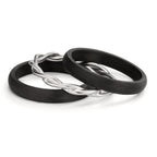 Ringset 750/18 K Weissgold, Carbon Diamant 0.045 ct, 9 Steine, w-si