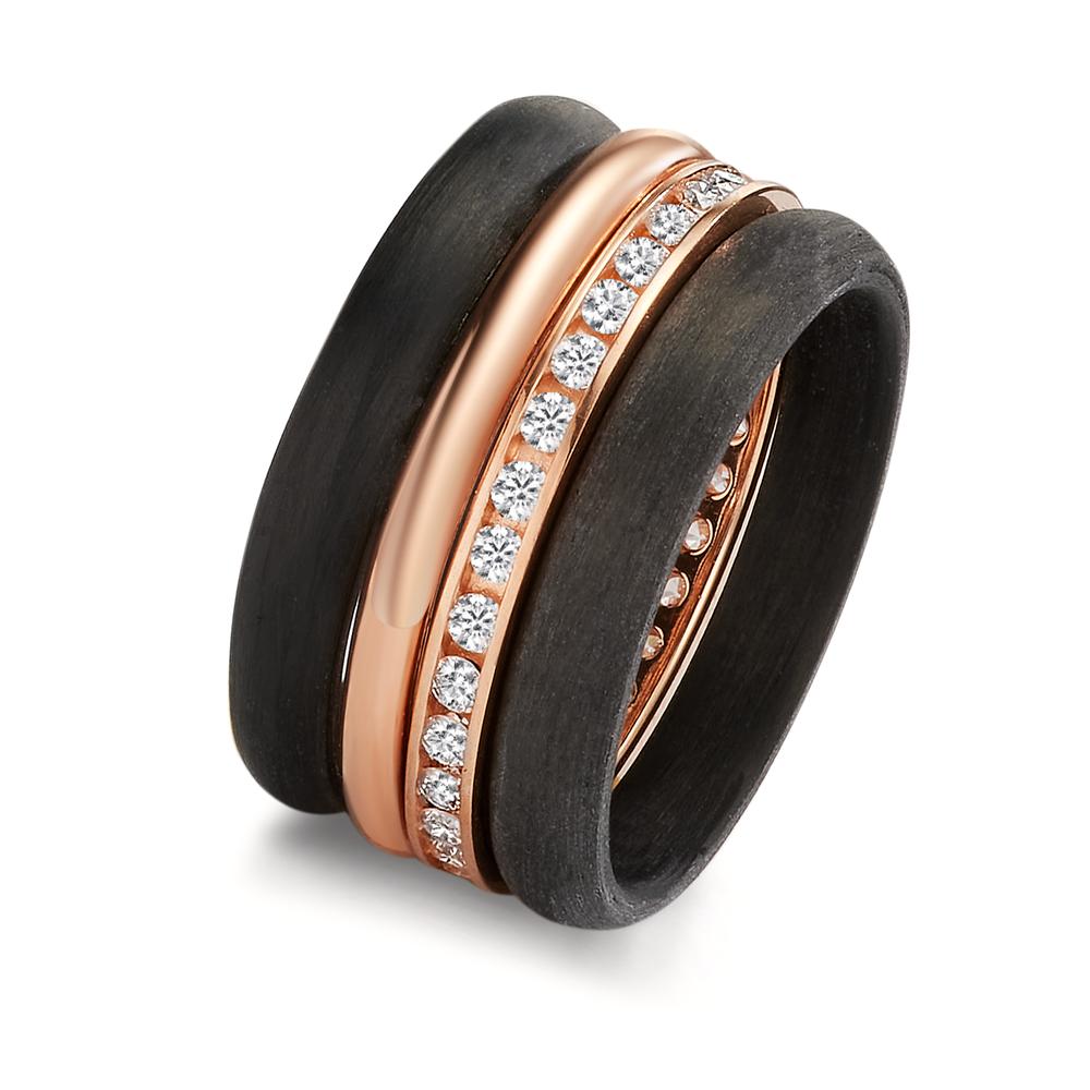 Ringset 750/18 K Rotgold, Carbon Diamanten 0.50 ct, w-si