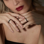 Ring set 750/18K witgoud, Titanium Diamant 0.014 ct, w-si