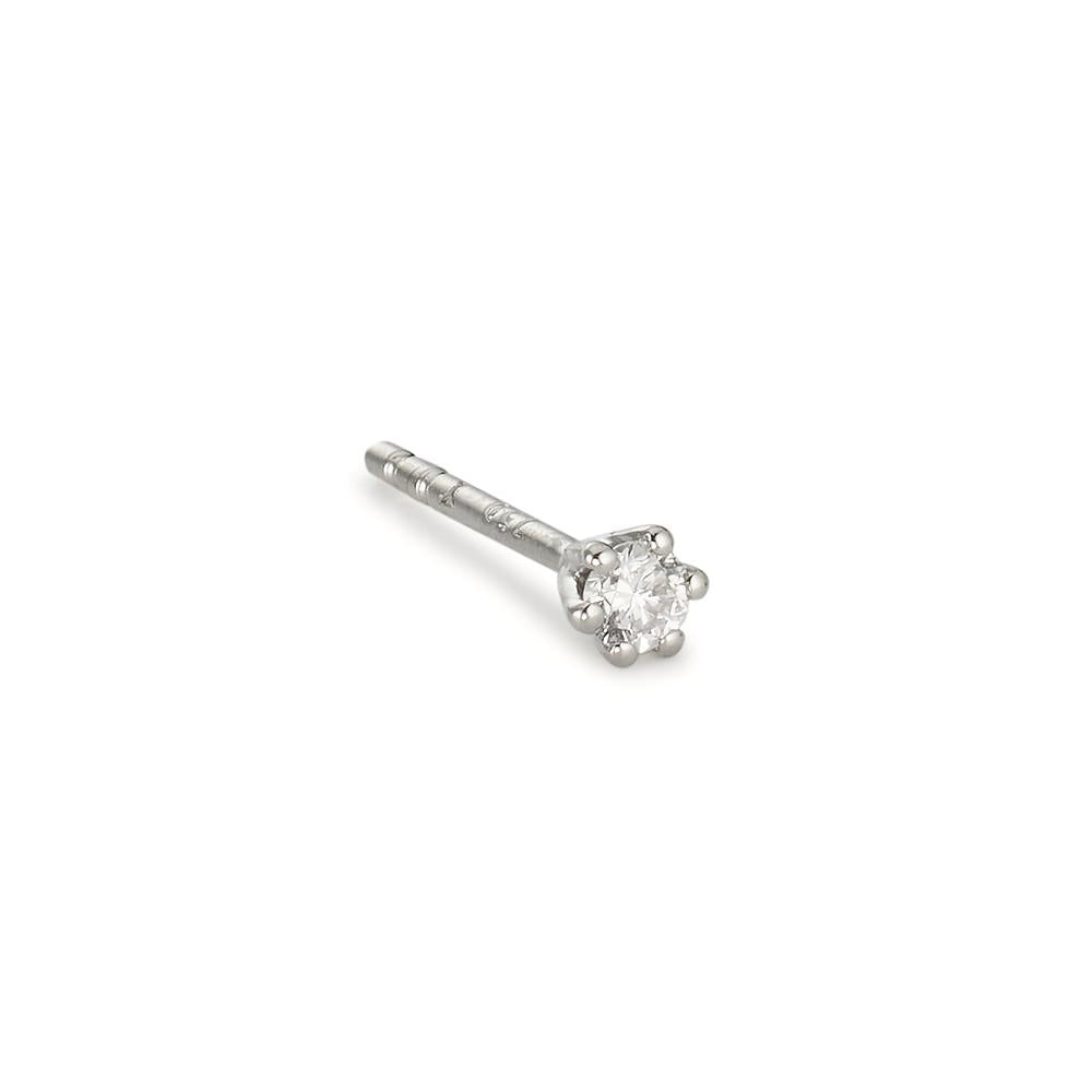 Oorknop 1 stuk 750/18K witgoud Diamant 0.04 ct, w-si Ø2.5 mm