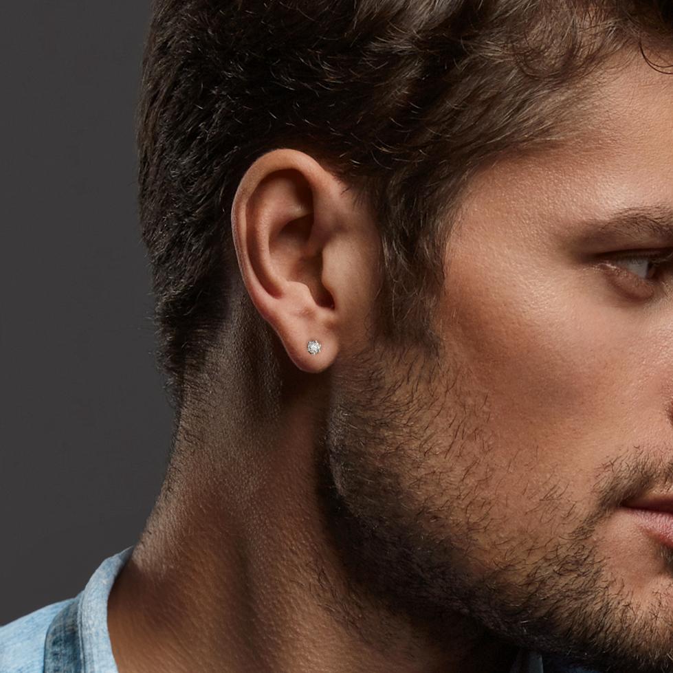 Oorknop 1 stuk 750/18K witgoud Diamant 0.04 ct, w-si Ø2.5 mm