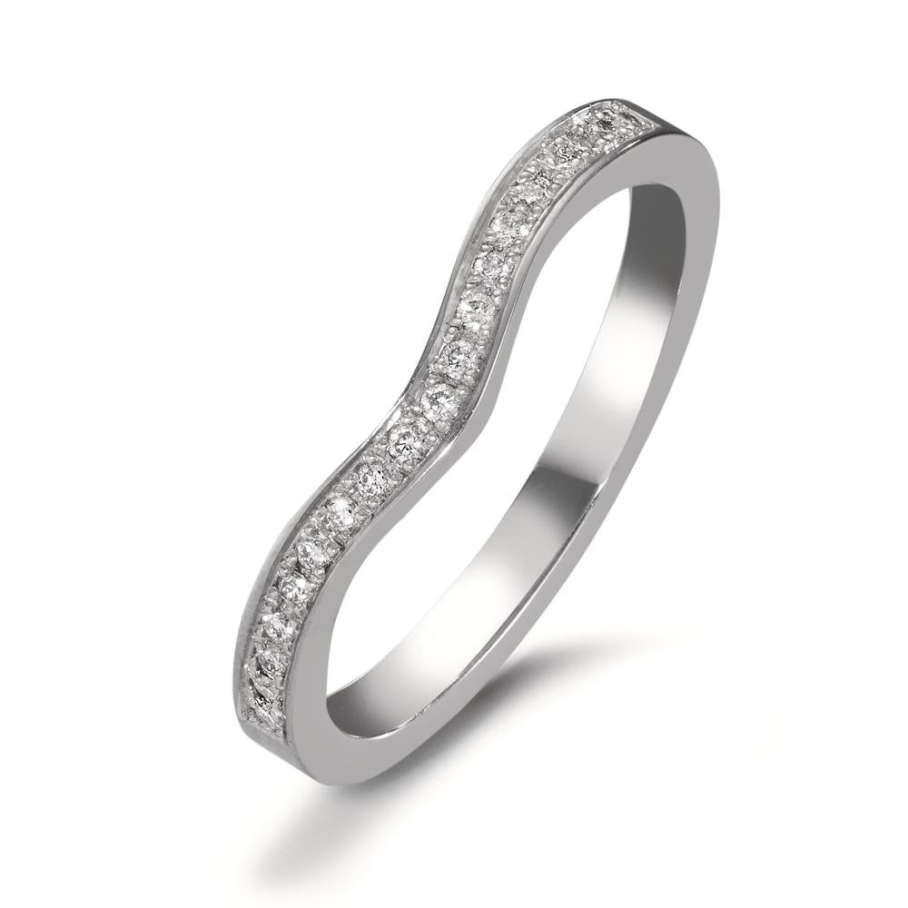 Memory ring 750/18K witgoud Diamant 0.095 ct, 19 Steen, tw-vsi