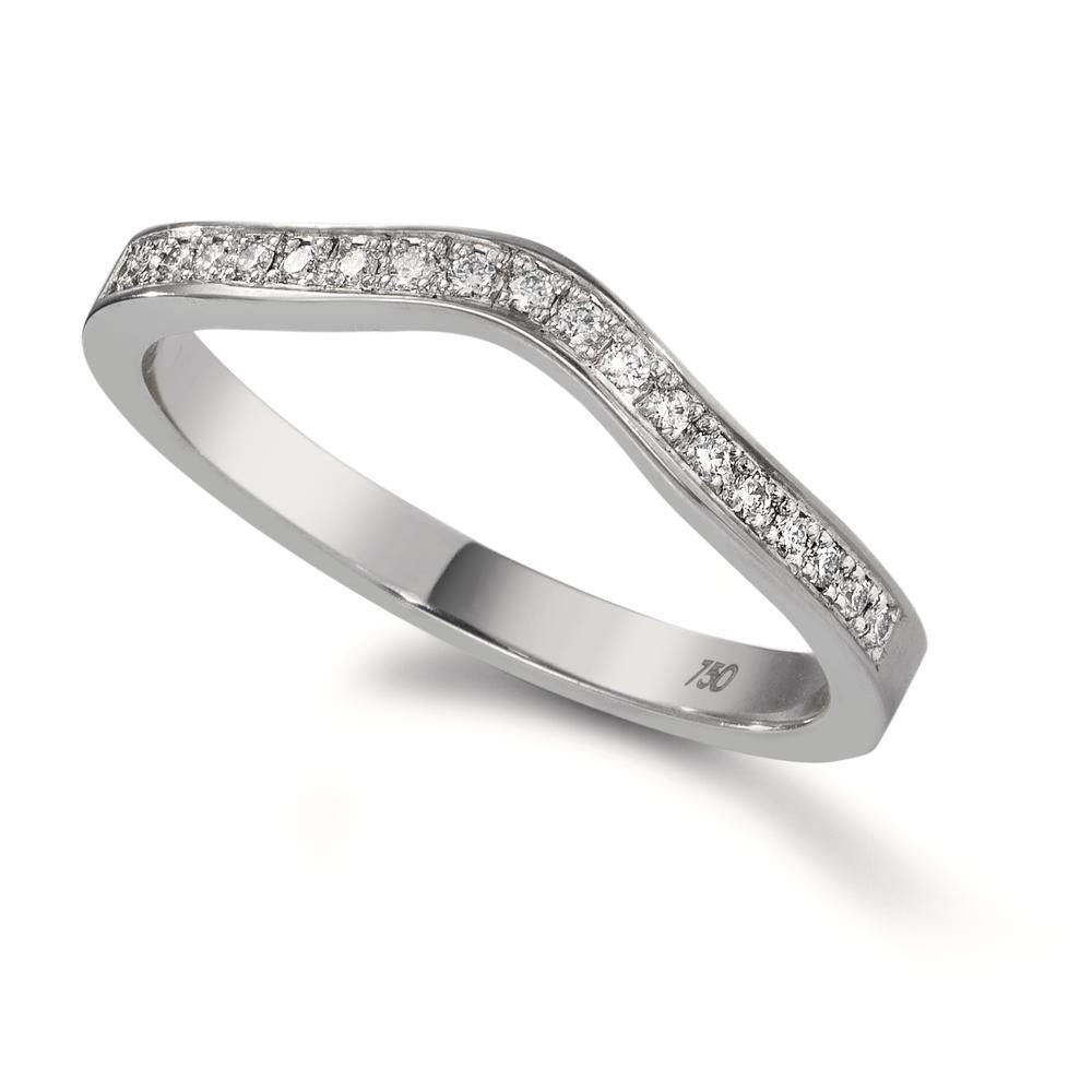 Memory ring 750/18K witgoud Diamant 0.095 ct, 19 Steen, tw-vsi