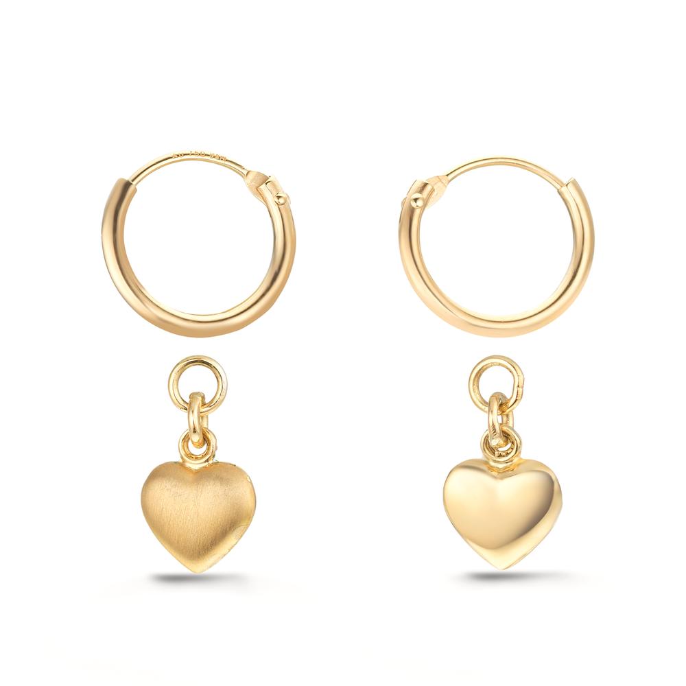 Créoles avec pendentif Or jaune 18K Coeur